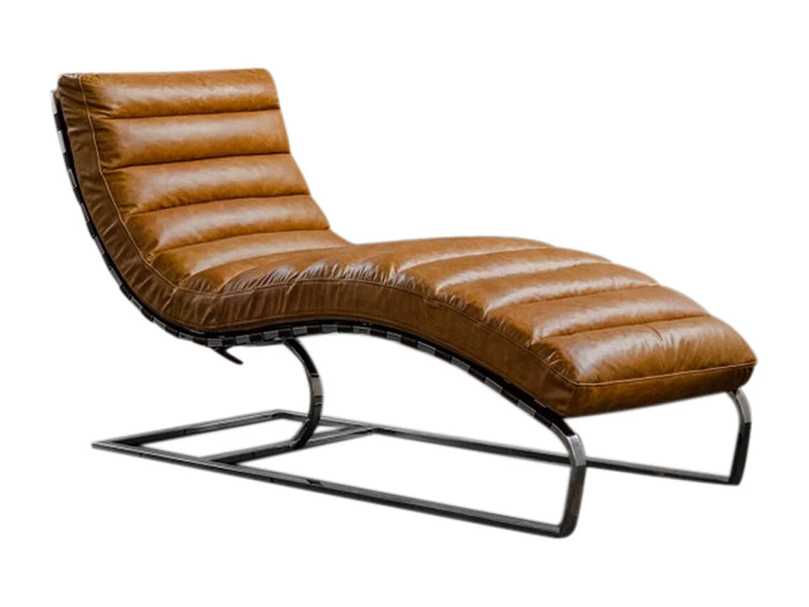 Chaise longue - marron cuir - SIRY