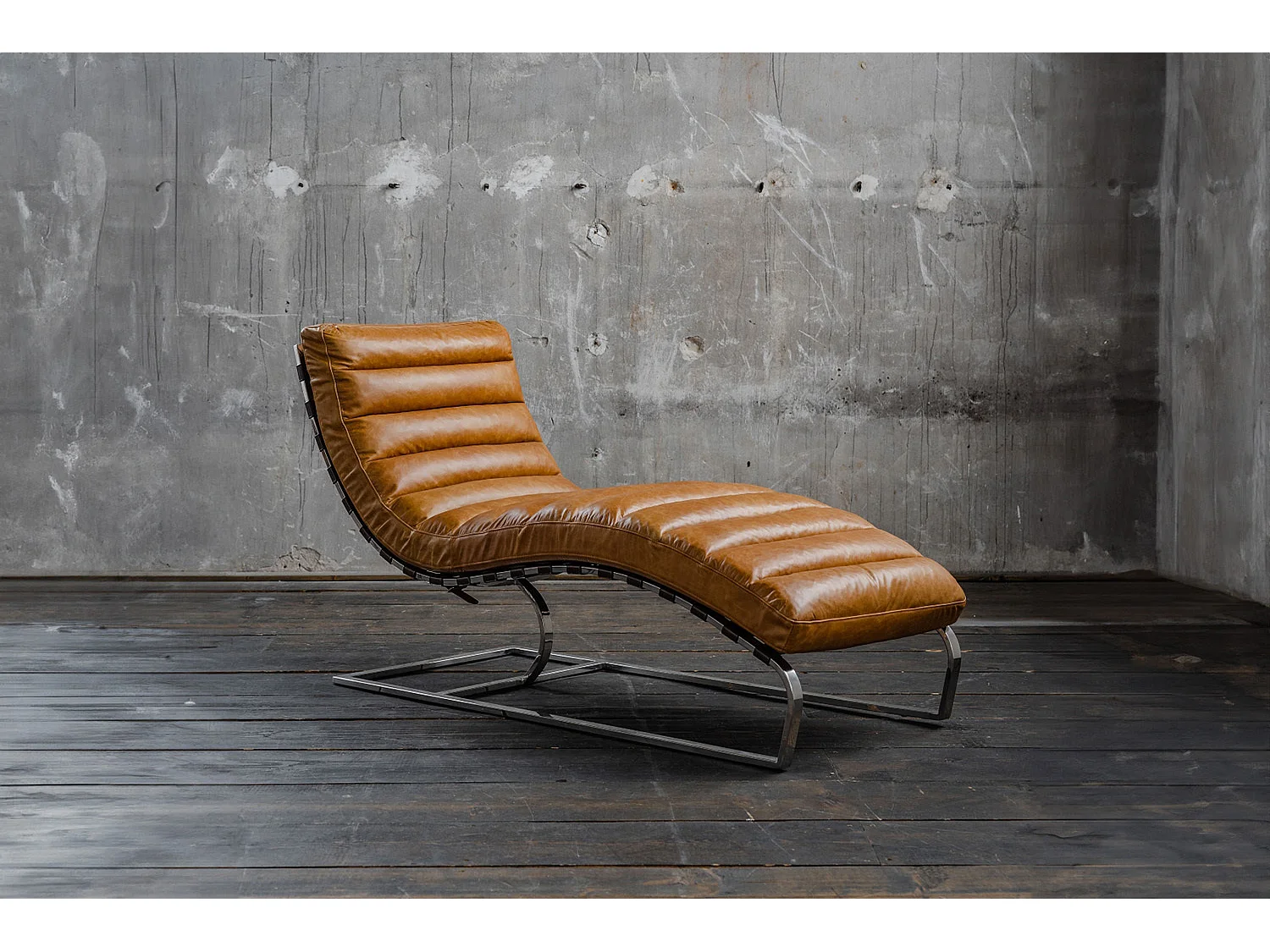 Chaise longue - marron cuir - SIRY