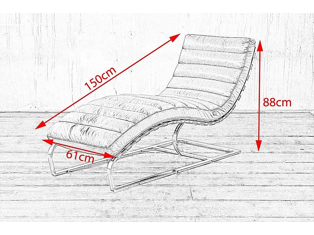 Chaise longue - marron cuir - SIRY