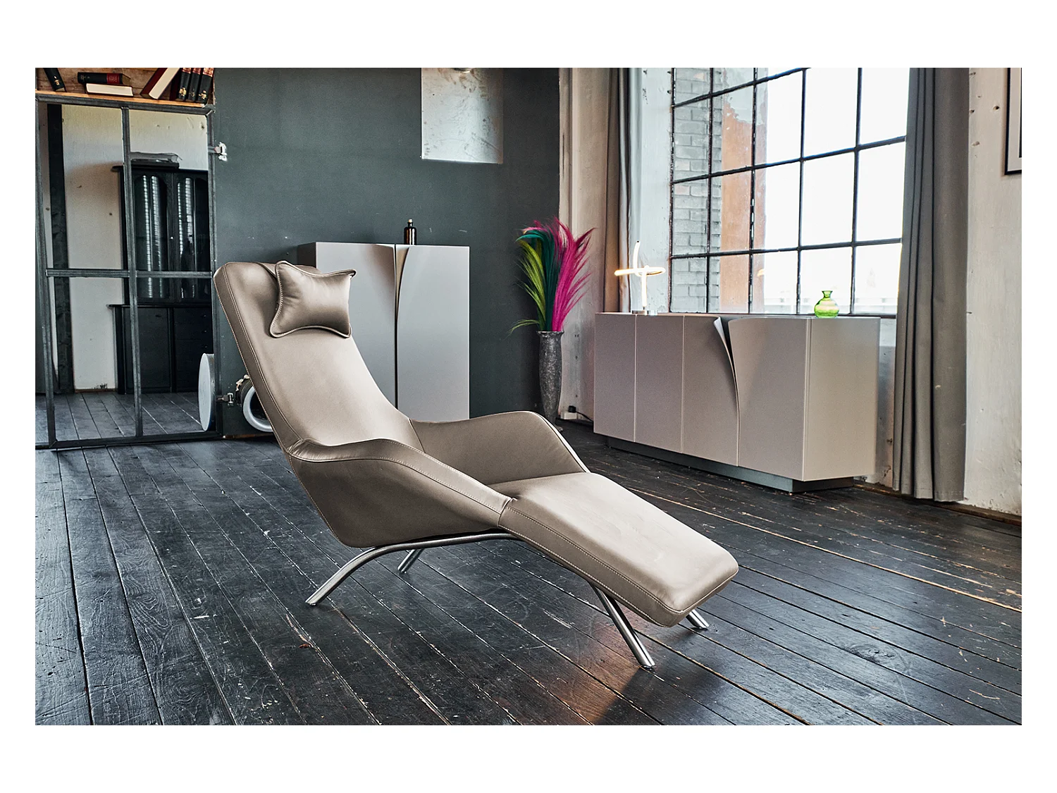 Fauteuil - gris clair cuir - CAVAL