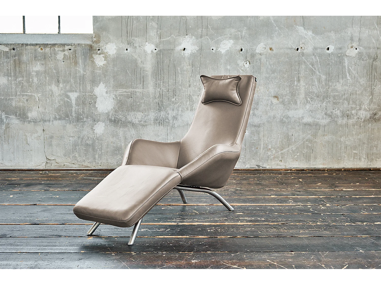 Chaise longue - grigio chiaro pelle - CAVAL