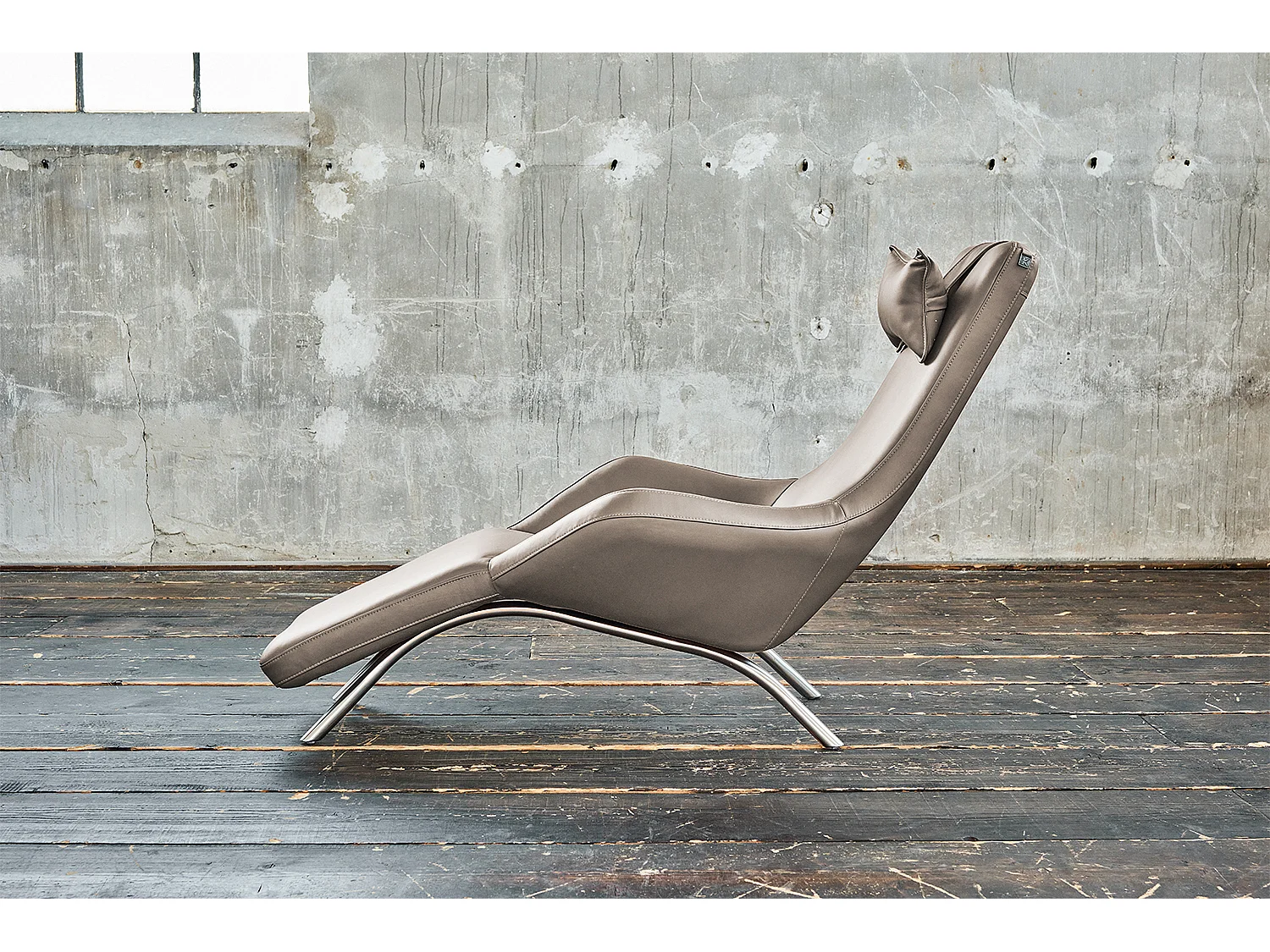 Chaise longue - grigio chiaro pelle - CAVAL