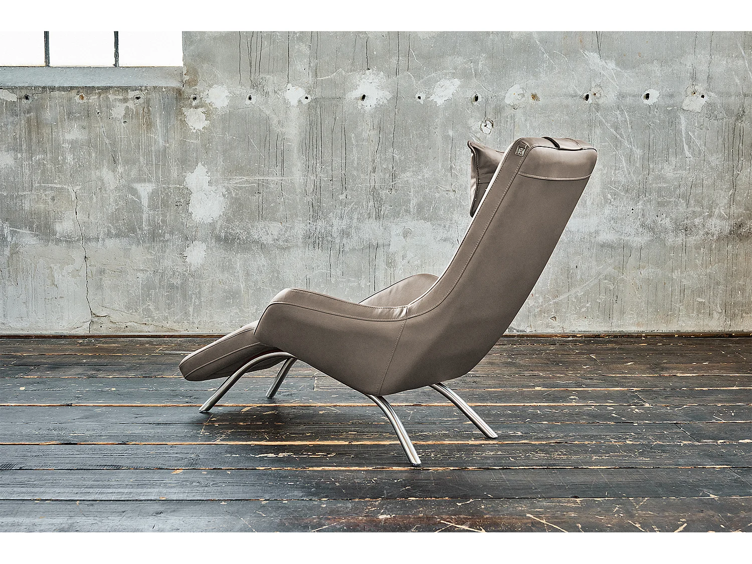 Chaise longue - grigio chiaro pelle - CAVAL