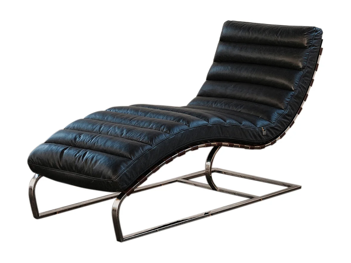 Chaise longue - Noir cuir - SIRY