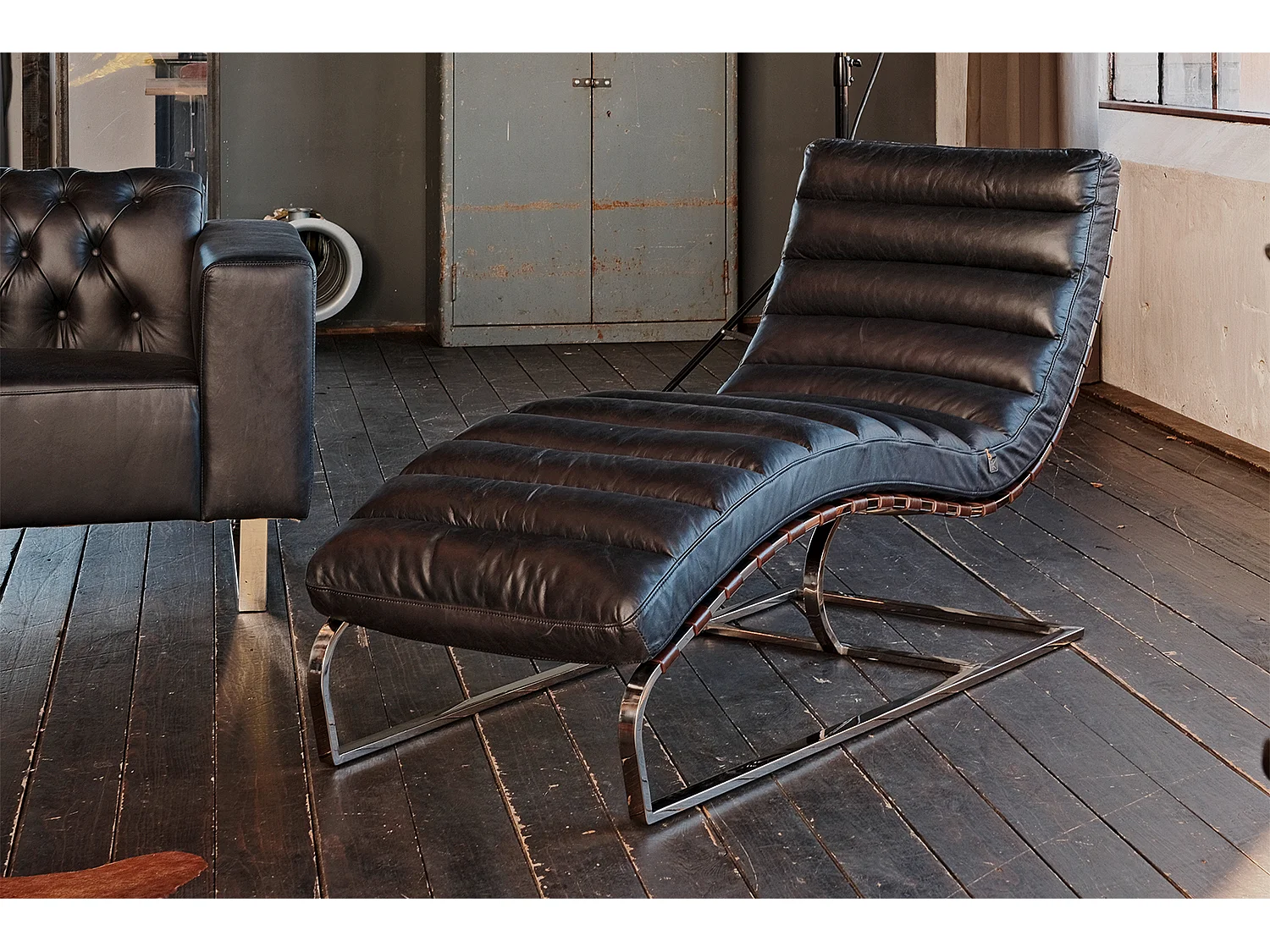 Chaise longue - Noir cuir - SIRY