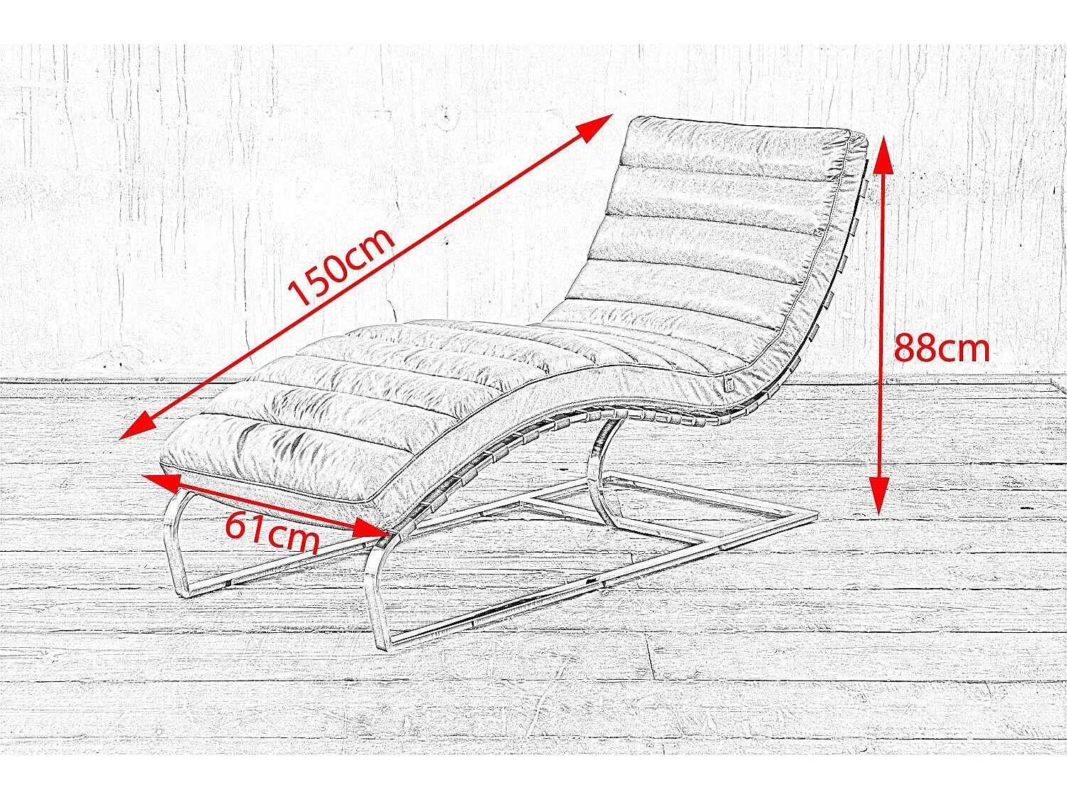 Chaise longue - Noir cuir - SIRY