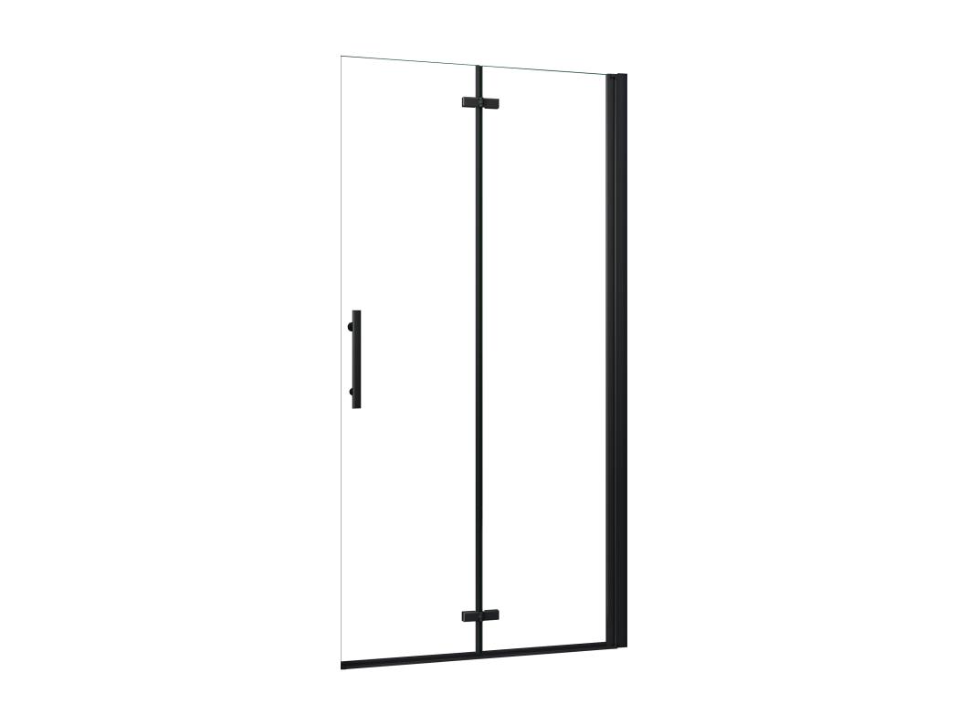 Walk in 2 folhas rebatíveis com perfil preto mate, estilo industrial, vidro temperado de 5mm, Easyclean, Tamanho:(1145-1165)x1900mm-AICA