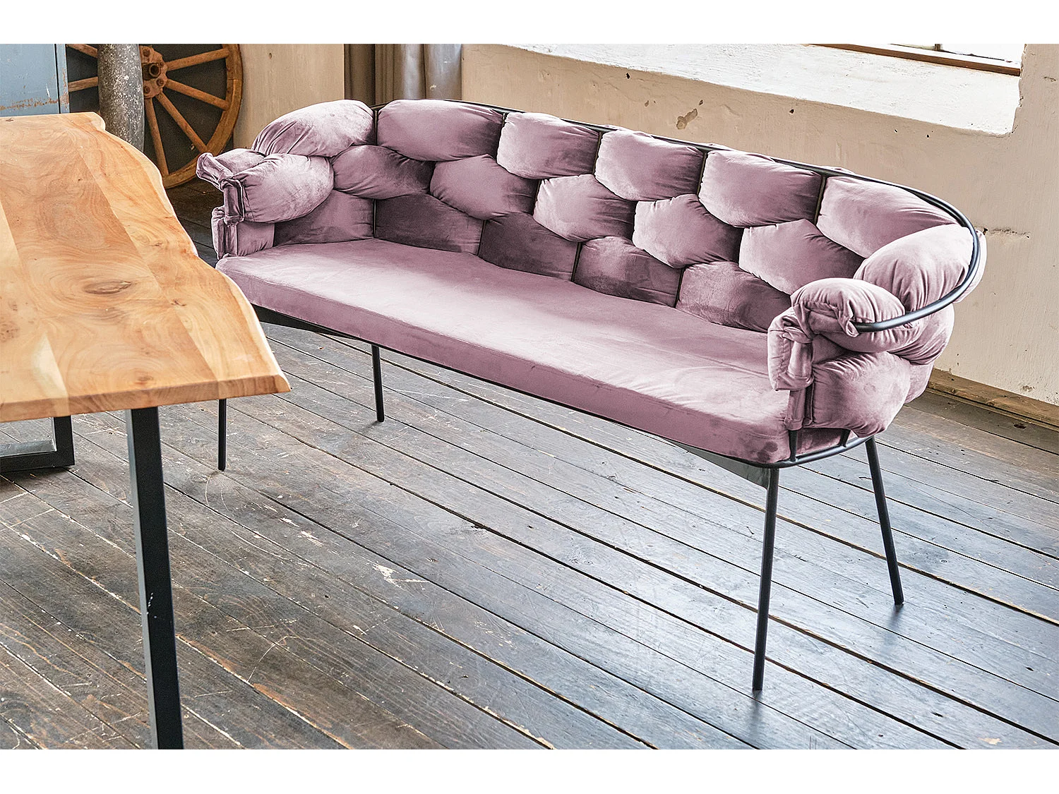 Banco - Rosa terciopelo - MONTY