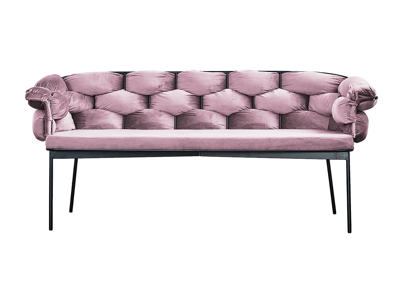 Panca imbottita - Rosa velluto - MONTY