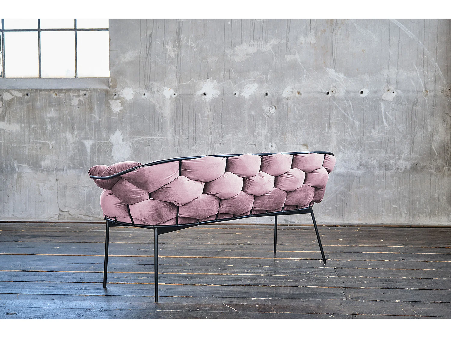 Panca imbottita - Rosa velluto - MONTY
