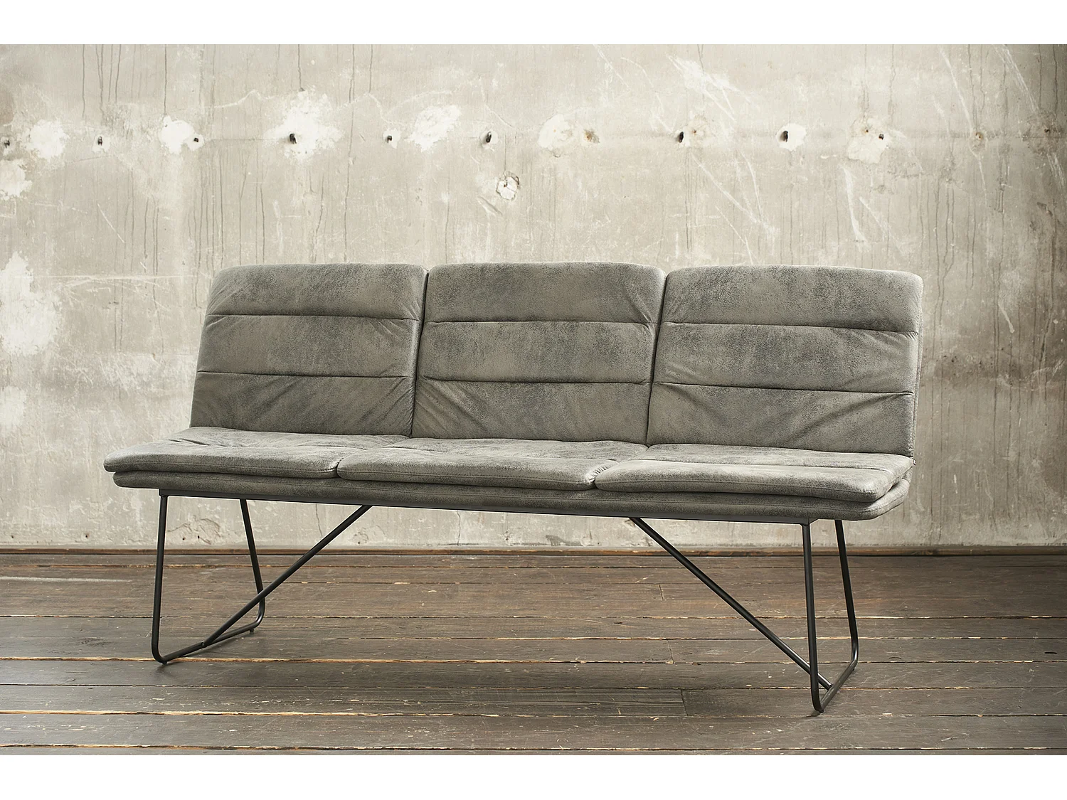 Polsterbank - Grau Microfaser - 68 x 178 cm - VINCE