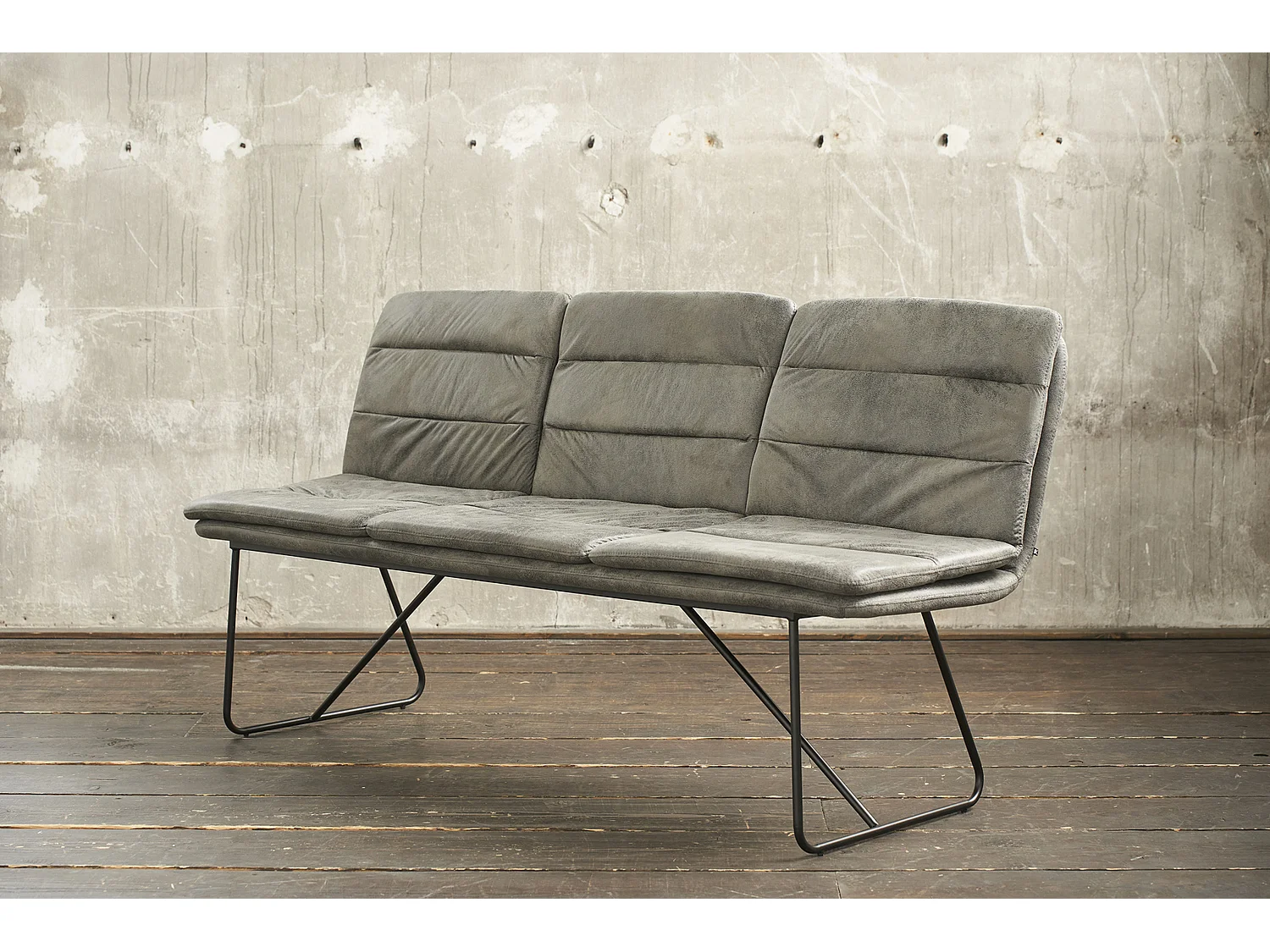 Polsterbank - Grau Microfaser - 68 x 178 cm - VINCE