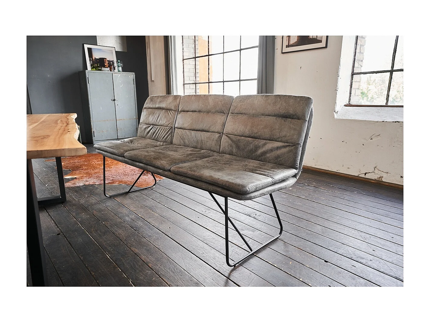 Polsterbank - Grau Microfaser - 68 x 178 cm - VINCE