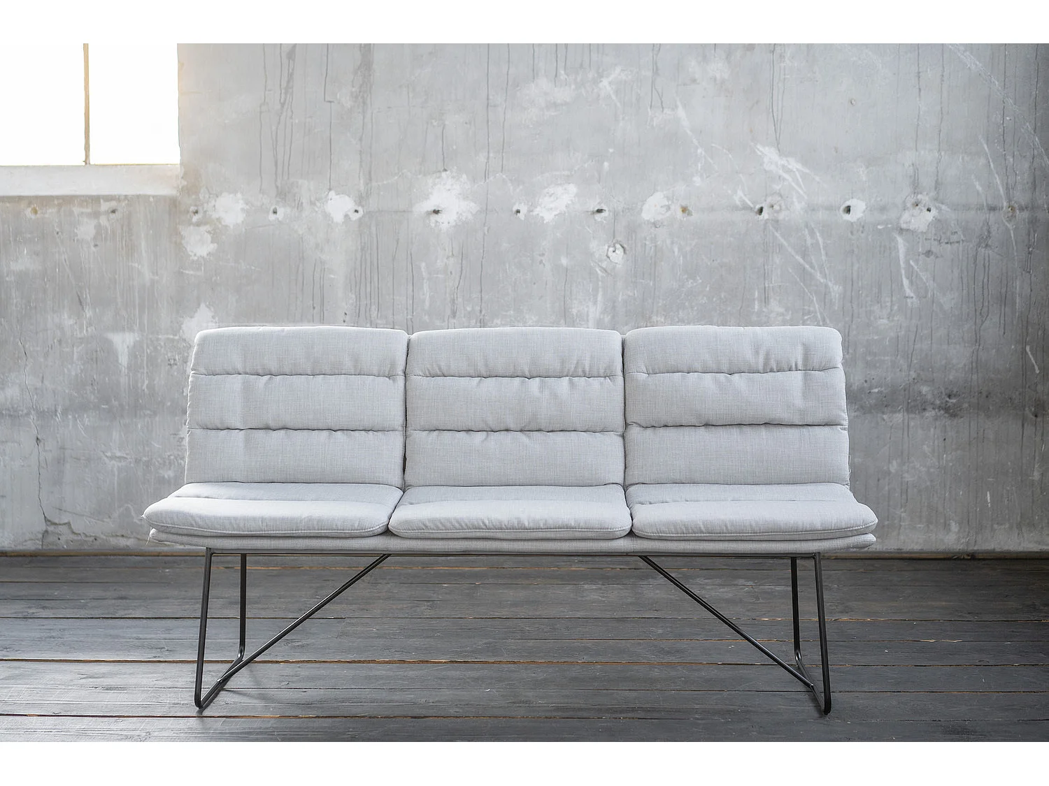 Banco - gris claro tela tejida - 68 x 178 cm - VINCE