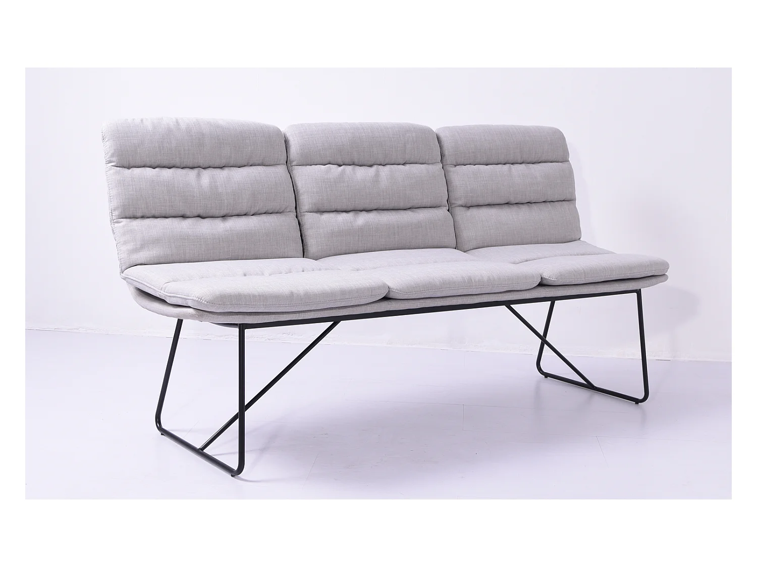 Banc - gris clair tissu tissé - 68 x 178 cm - VINCE