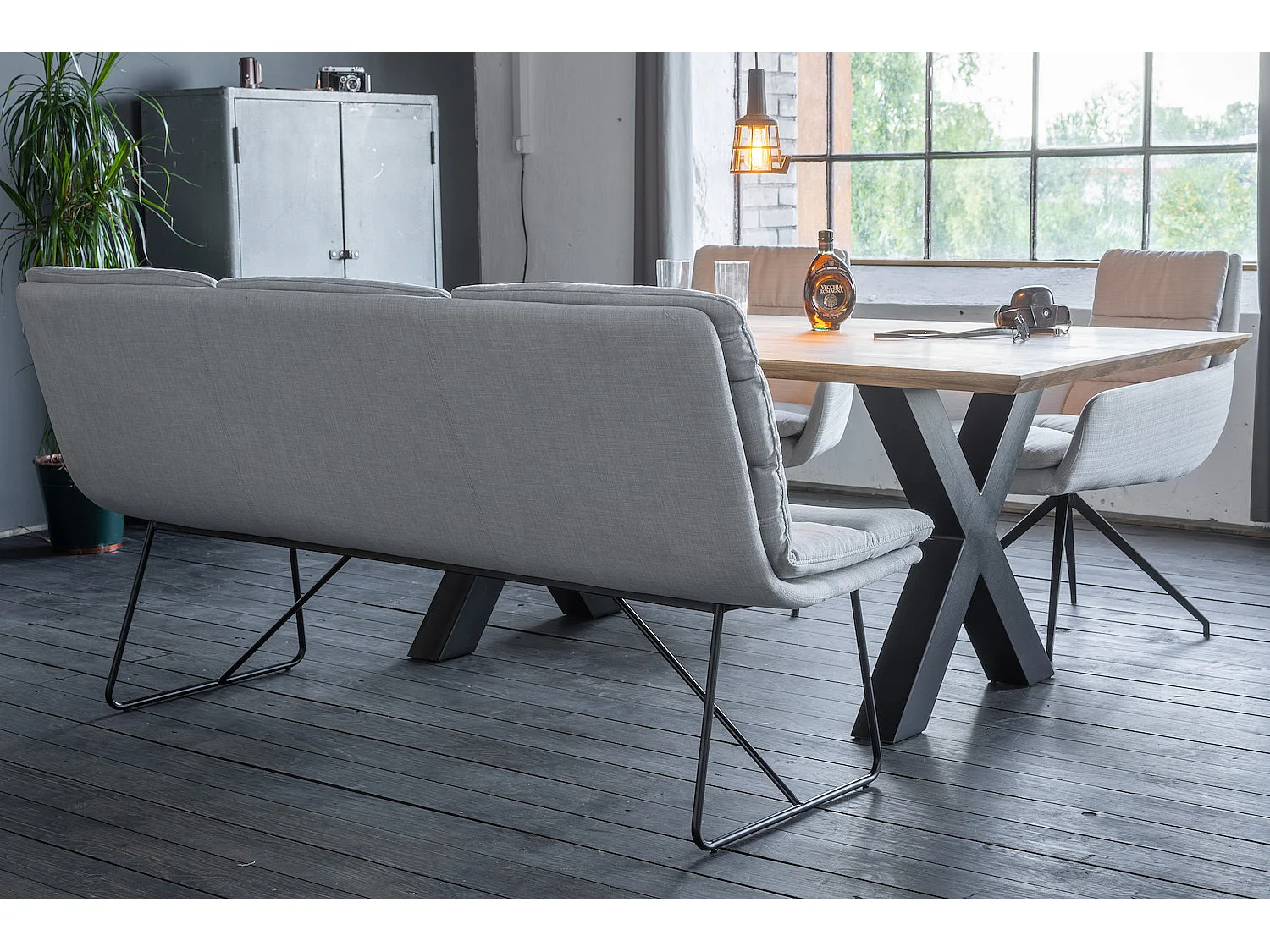 Panca - grigio chiaro tessuto intrecciato - 68 x 178 cm - VINCE