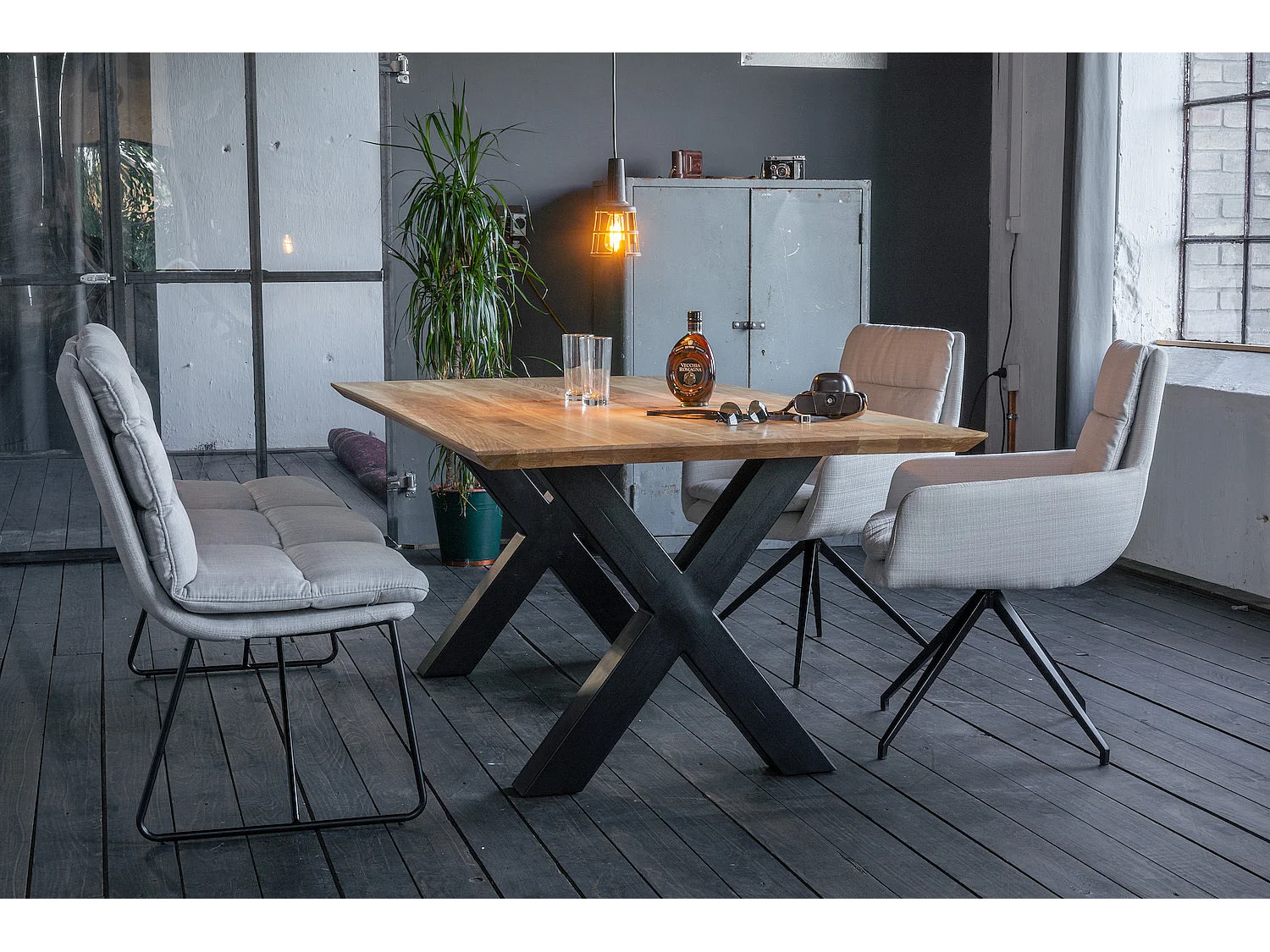 Panca - grigio chiaro tessuto intrecciato - 68 x 178 cm - VINCE