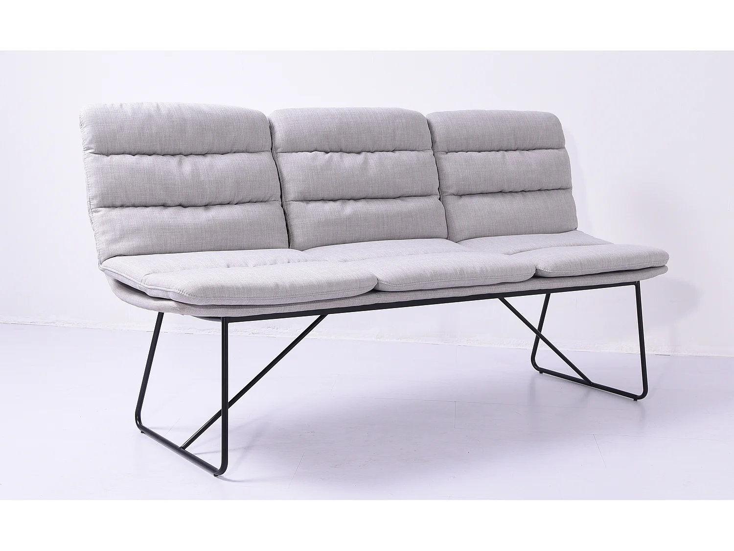 Polsterbank - Hellgrau Webstoff - 68 x 178 cm - VINCE