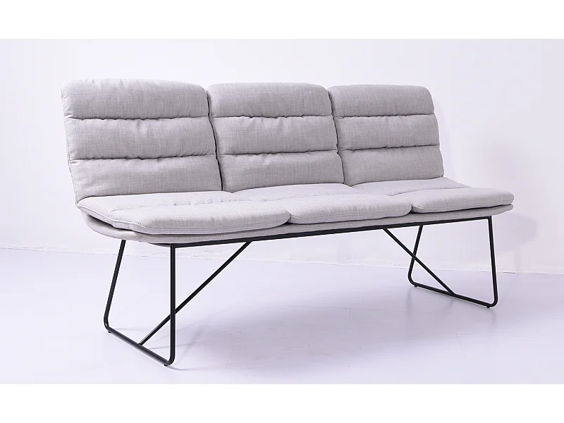 Banc - gris clair tissu tissé - 68 x 178 cm - VINCE