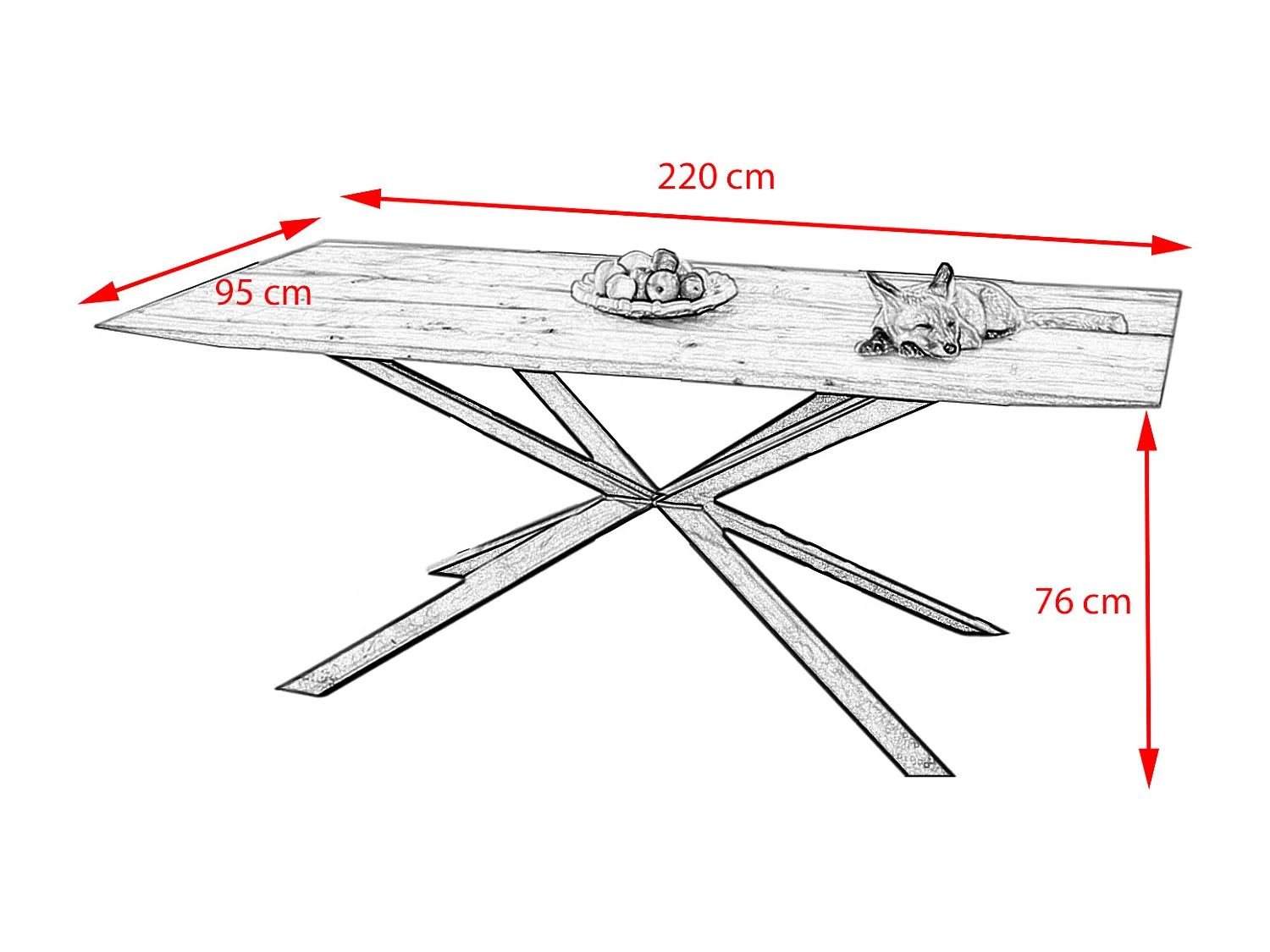 Tavolo - Legno Legno - 220 x 95 cm - YOSHA