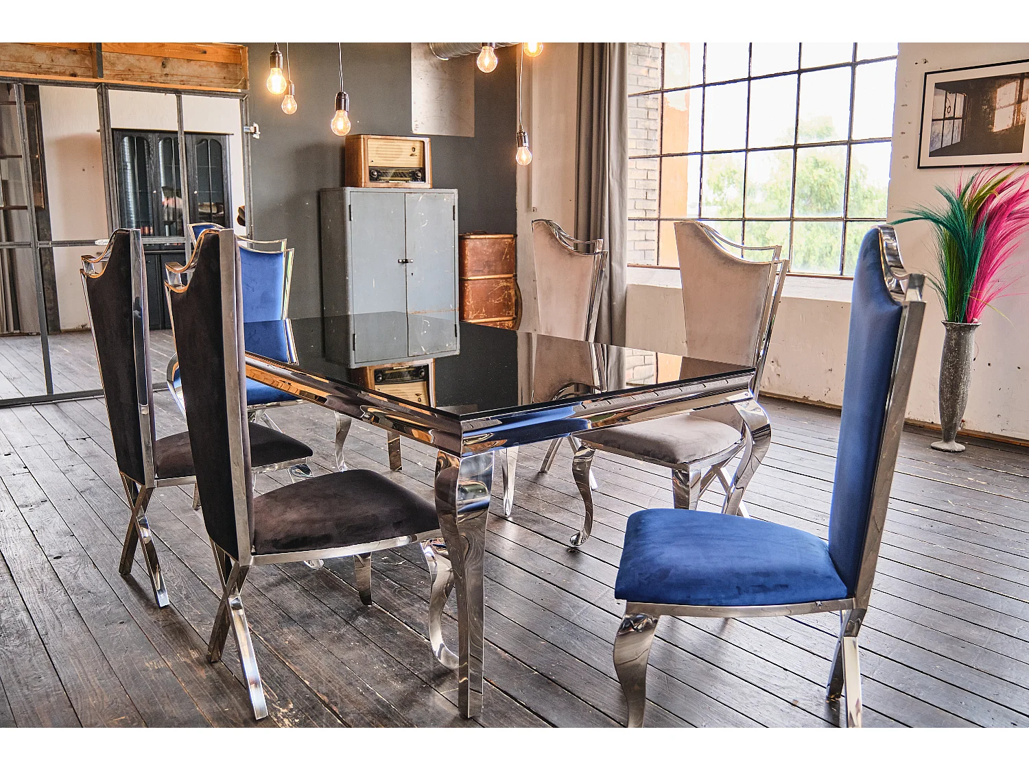 Esstisch - Schwarz Glas - 200 x 100 cm - AMARA