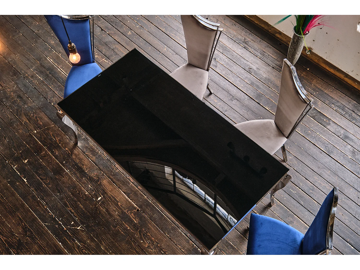 Esstisch - Schwarz Glas - 200 x 100 cm - AMARA