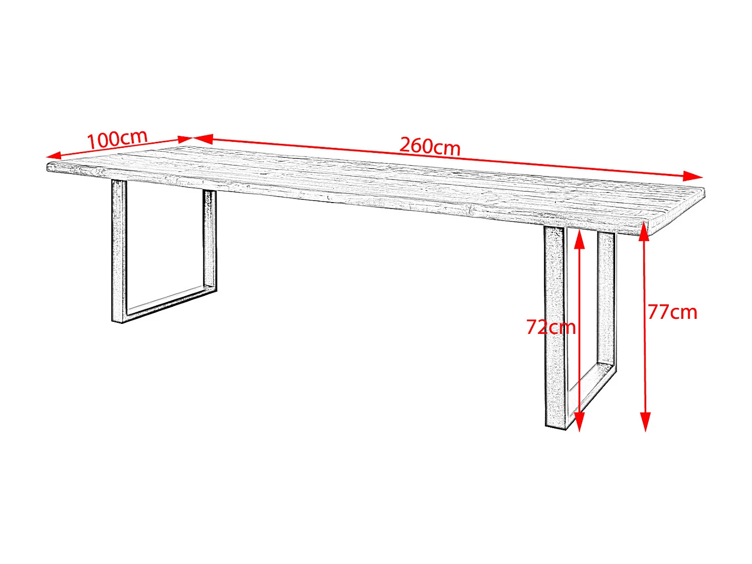 Baumkantentisch - Holz Holz - 260 x 100 cm - GENT