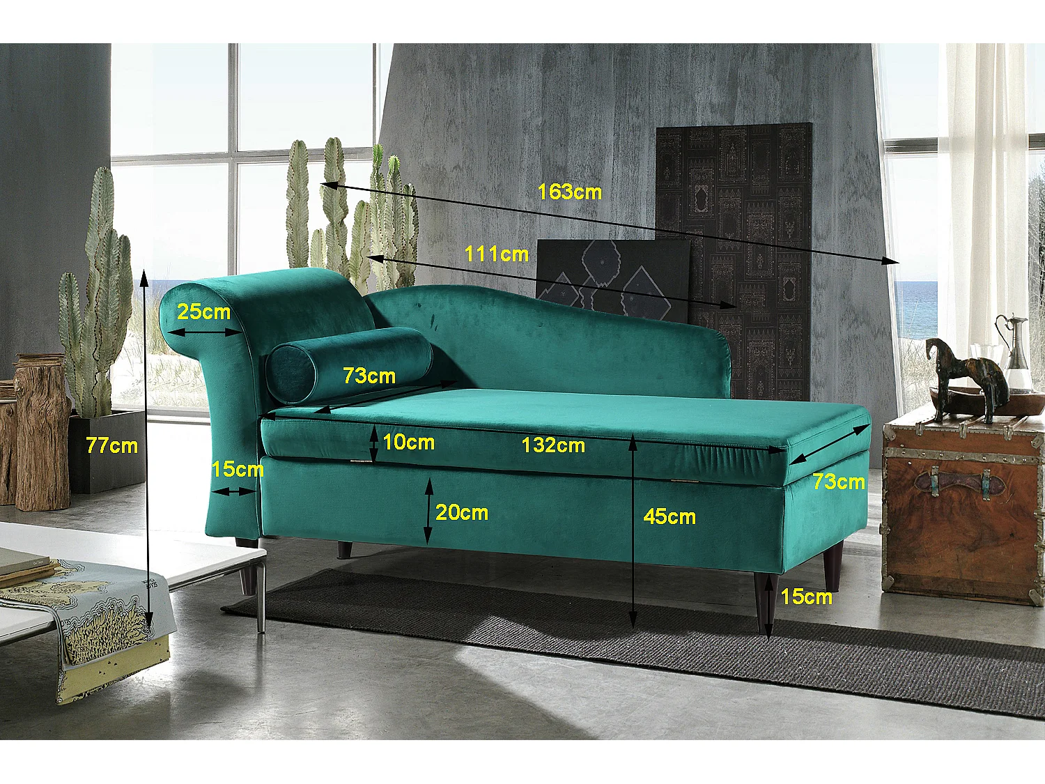 Relaxligstoel - Groen Fluweel - SARAH