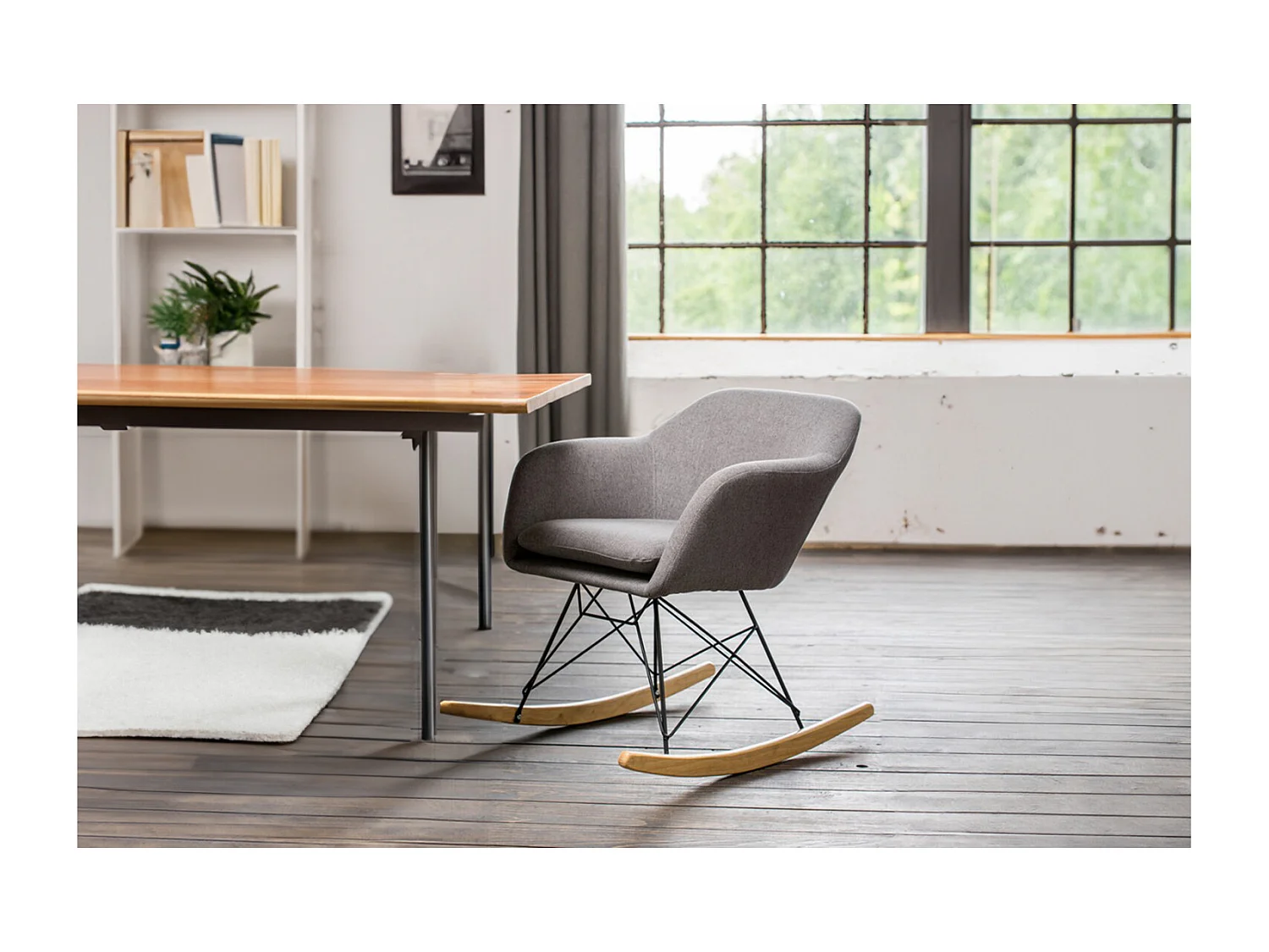 Schaukelstuhl - Grau Webstoff - STELLA