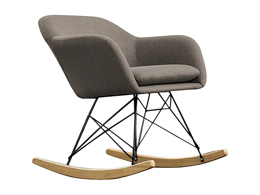 Schaukelstuhl - Braun Webstoff - STELLA