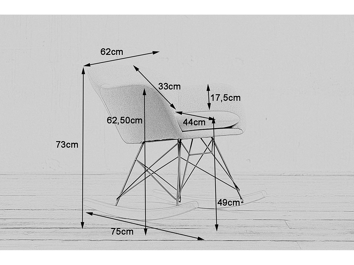 Schaukelstuhl - Braun Webstoff - STELLA