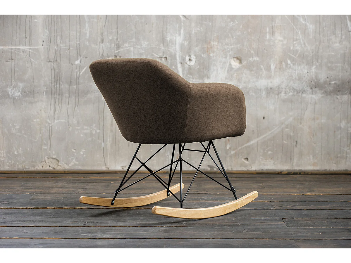 Chaise à bascule - marron tissu tissé - STELLA