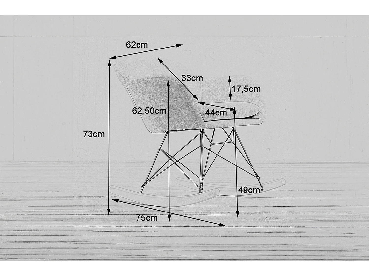 Schaukelstuhl - Multicolor Webstoff - STELLA