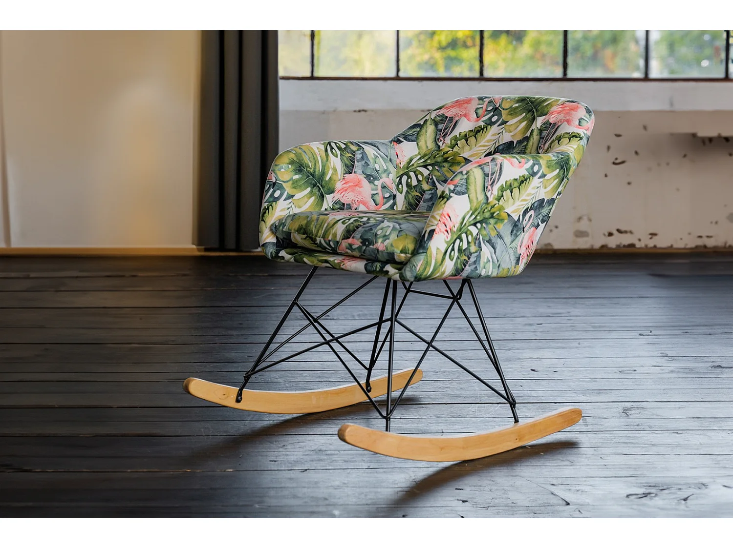 Sedia a dondolo - multicolore tessuto intrecciato - STELLA