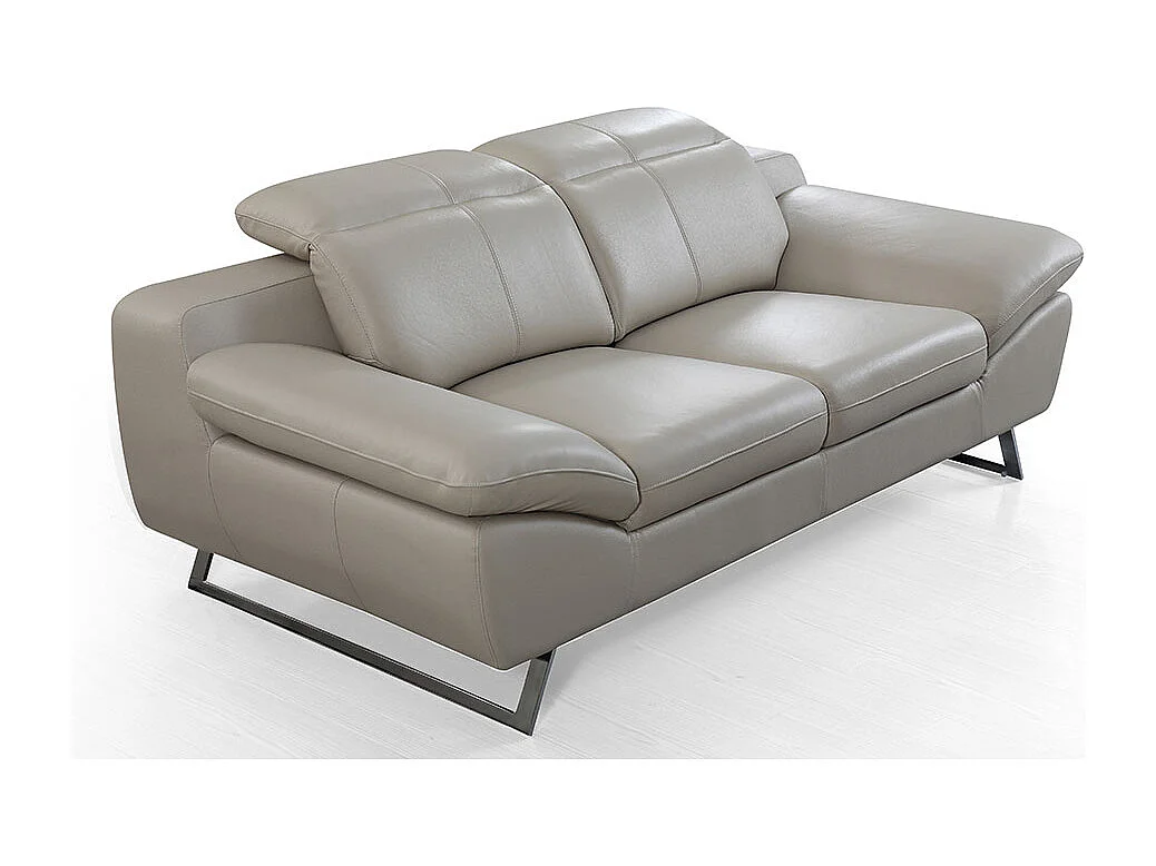 Canapé 2 places en cuir SARM Beige - Angle Droit