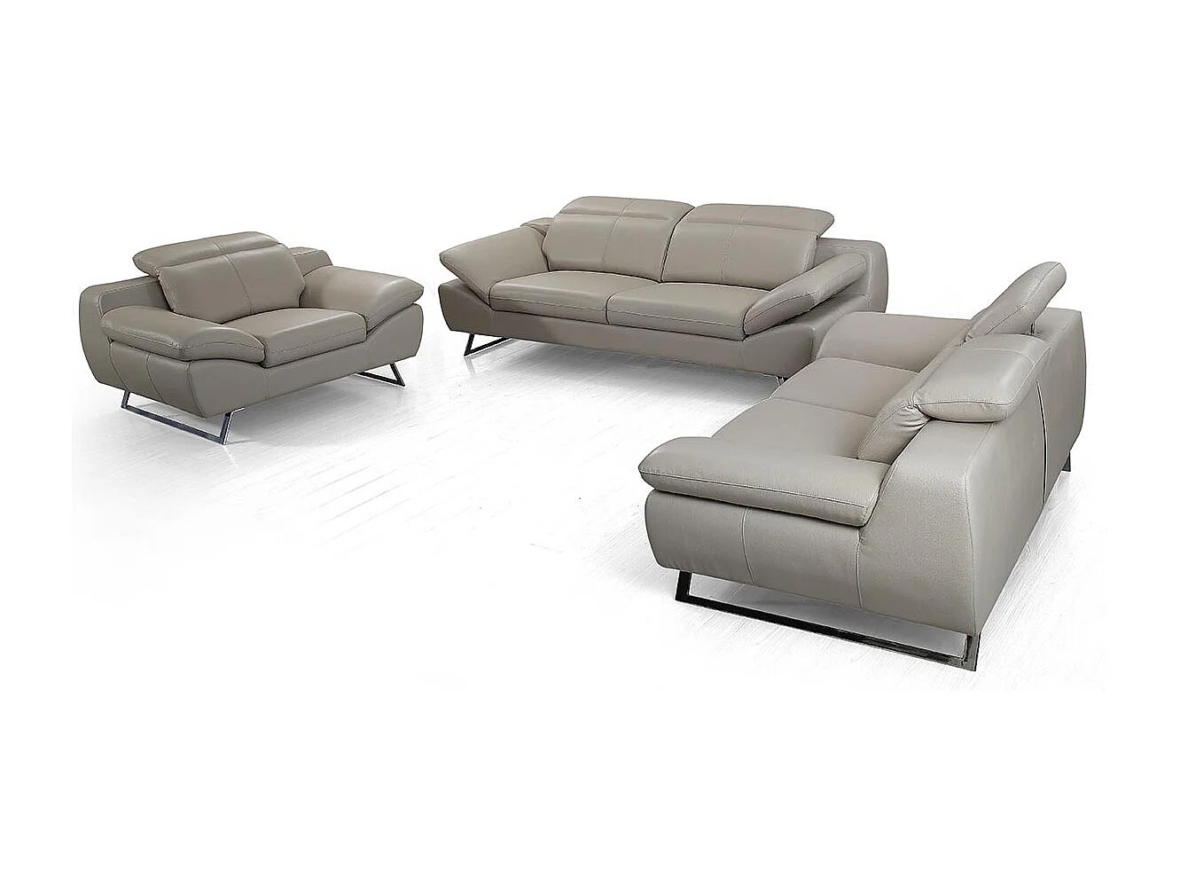 Canapé 2 places en cuir SARM Beige - Angle Droit