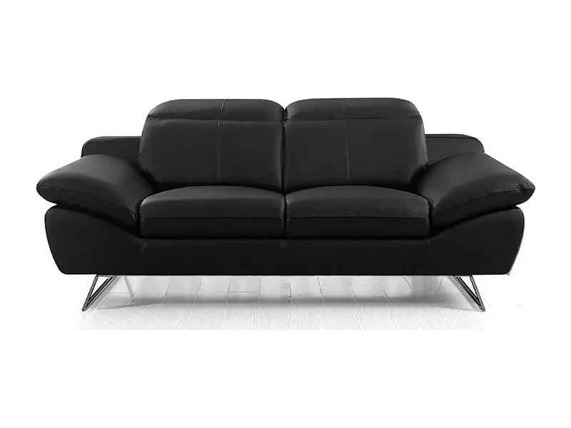 Canapé 2 places en cuir SARM Noir - Angle Droit