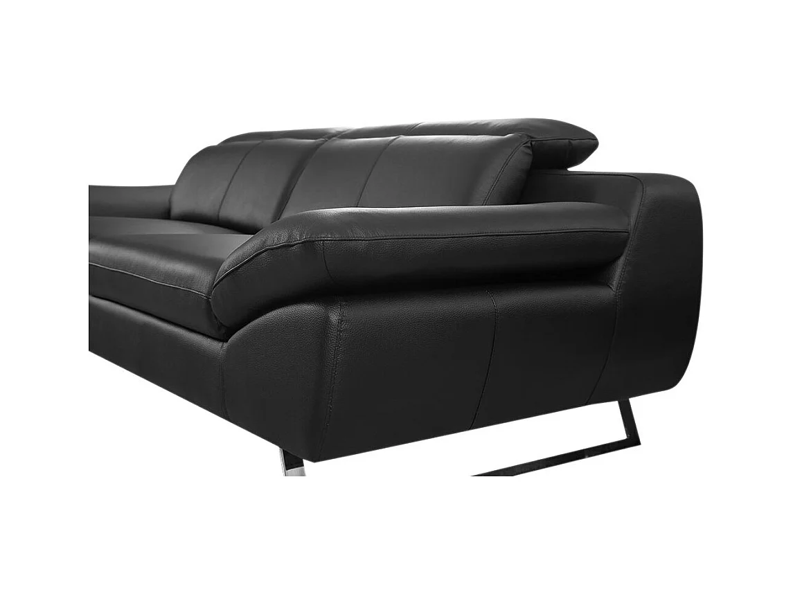 Canapé 2 places en cuir SARM Noir - Angle Droit