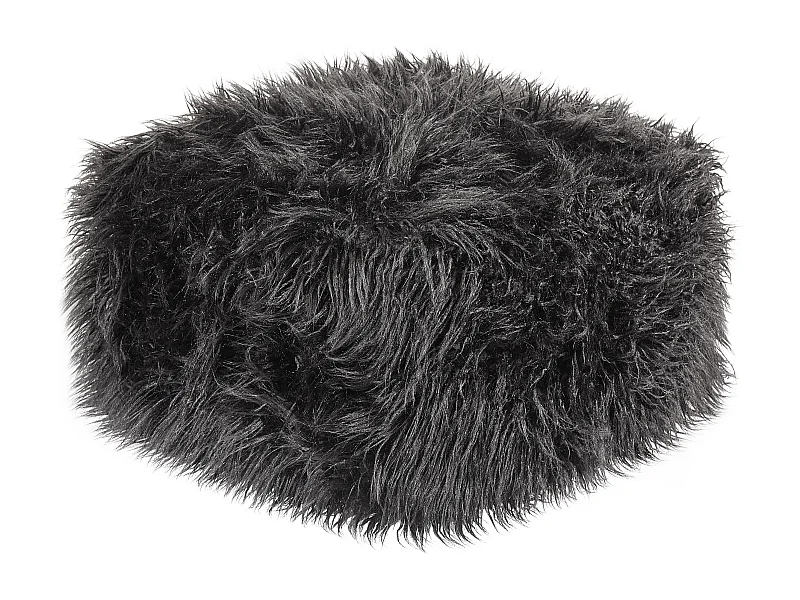 Pouf MUKKI Fourrure synthétique Noir