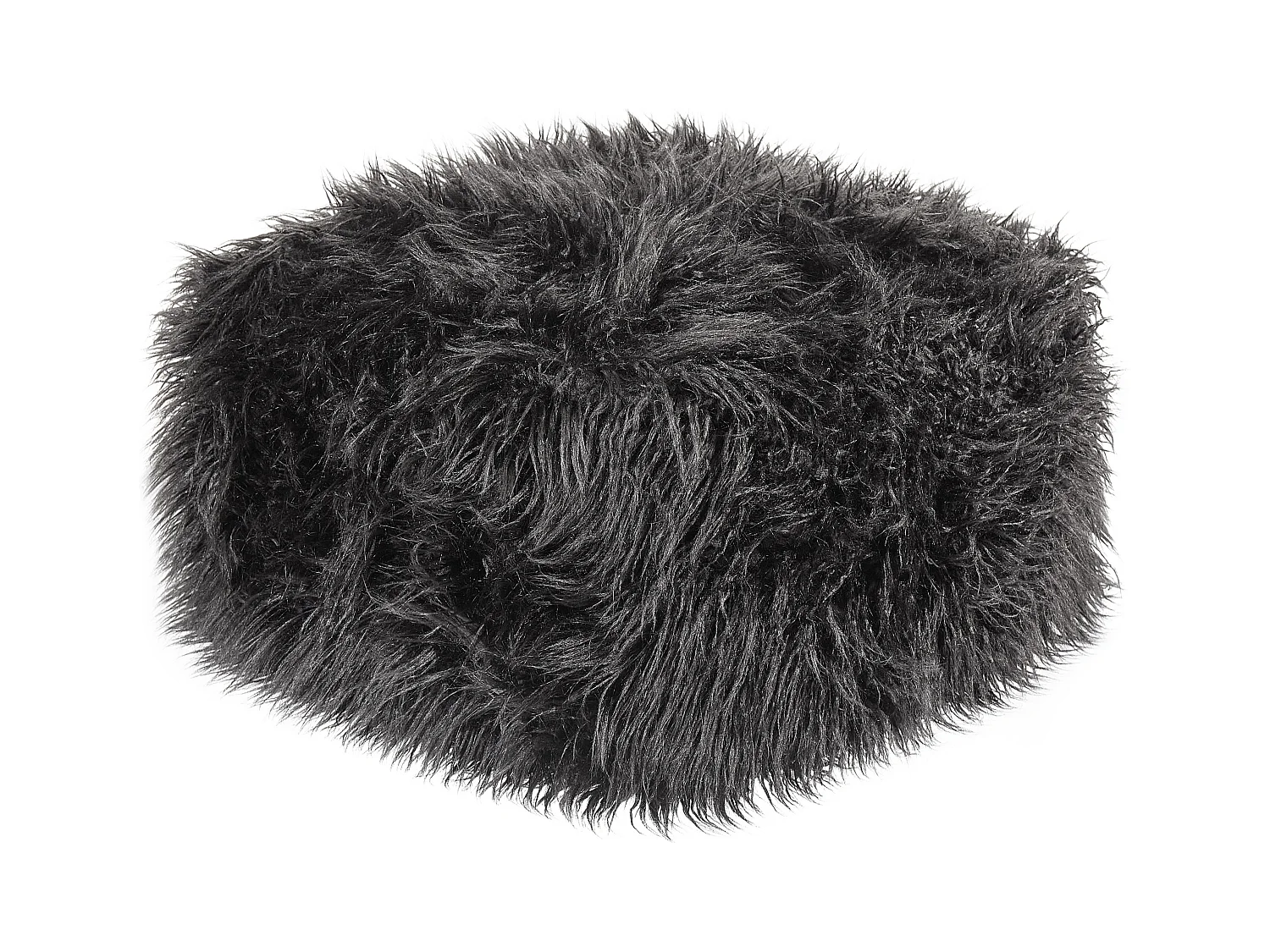 Pouf MUKKI Fourrure synthétique Noir