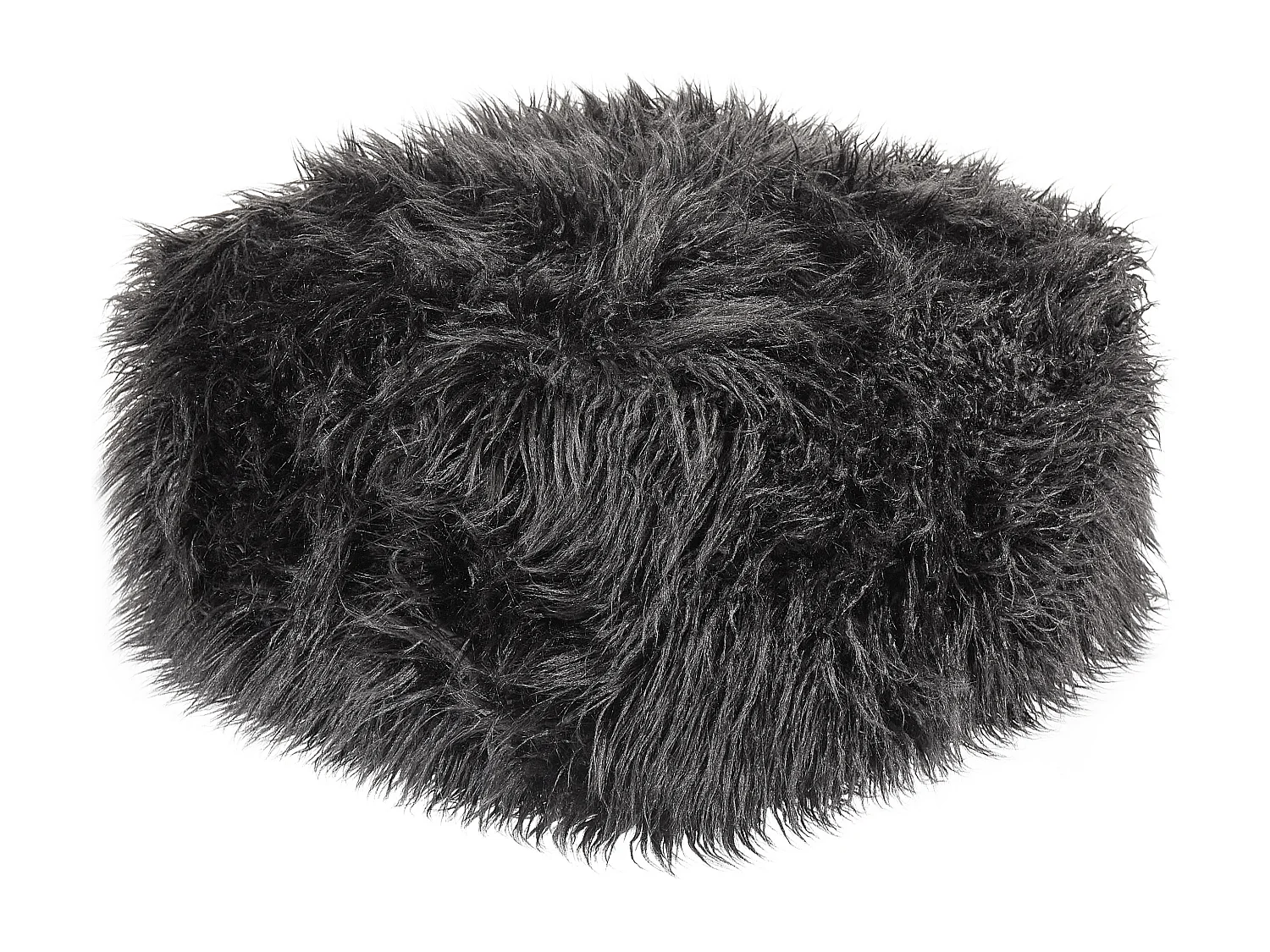 Pouf MUKKI Fourrure synthétique Noir