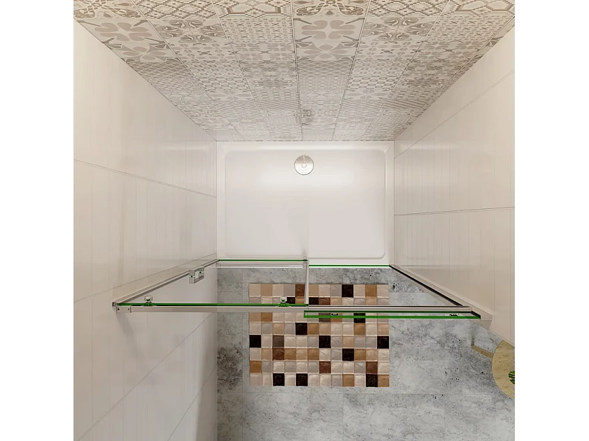 AICA Mampara de Ducha Frontal Corredera Perfil Cromado Vidrio Templado 6mm (1360-1400)x1950mm