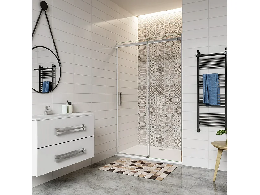 Porta de duche correr Perfil cromado Vidro temperado 6mm (1210-1250)x1950mm-AICA