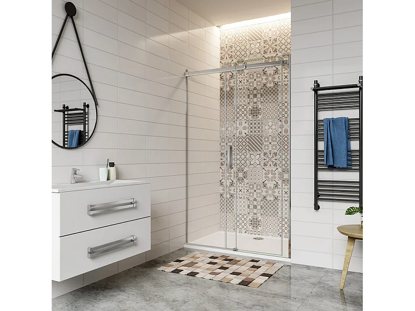 Porta de duche correr Perfil cromado Vidro temperado 6mm (1210-1250)x1950mm-AICA