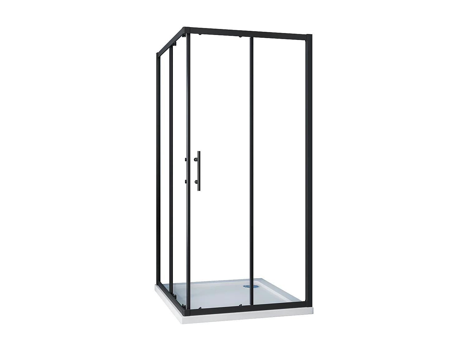 AICA Mampara de Ducha Rectangular Corredera Perfil Negro Mate Vidrio Antical 6mm (980-1000)x(880-900)x1900mm