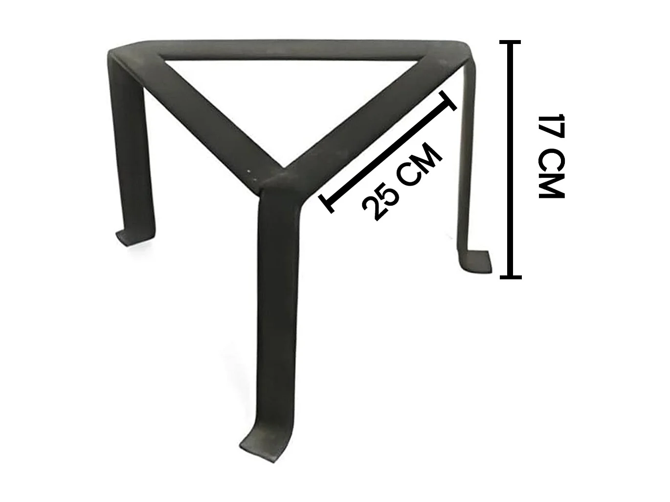 Trépied pour cheminée feux triangulaire,  réchaud en fer forgé couleur Noir - Hauteur 17 x Côté 25 cm
