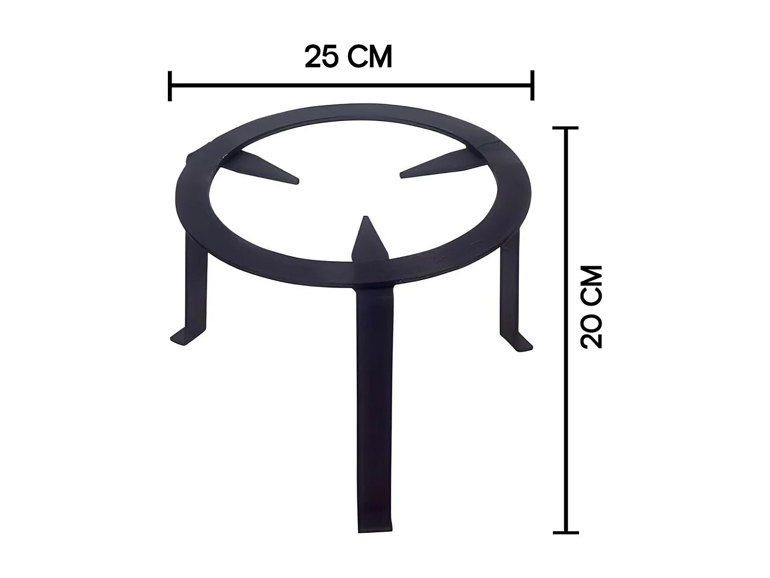 Trépied pour cheminée feux, réchaud, en fer forgé couleur Noir - Hauteur 20 x Ø 25 cm