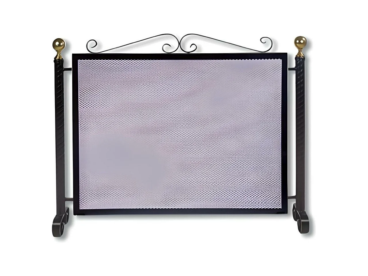 Grille de Protection, Pare-feu  pour cheminée, en Fer forgé couleur Noir - Hauteur 64 x Longueur 77 cm
