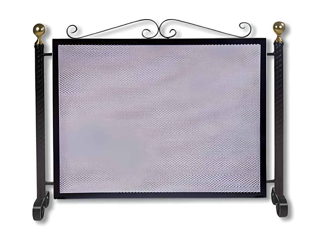 Grille de Protection, Pare-feu  pour cheminée, en Fer forgé couleur Noir - Hauteur 64 x Longueur 77 cm