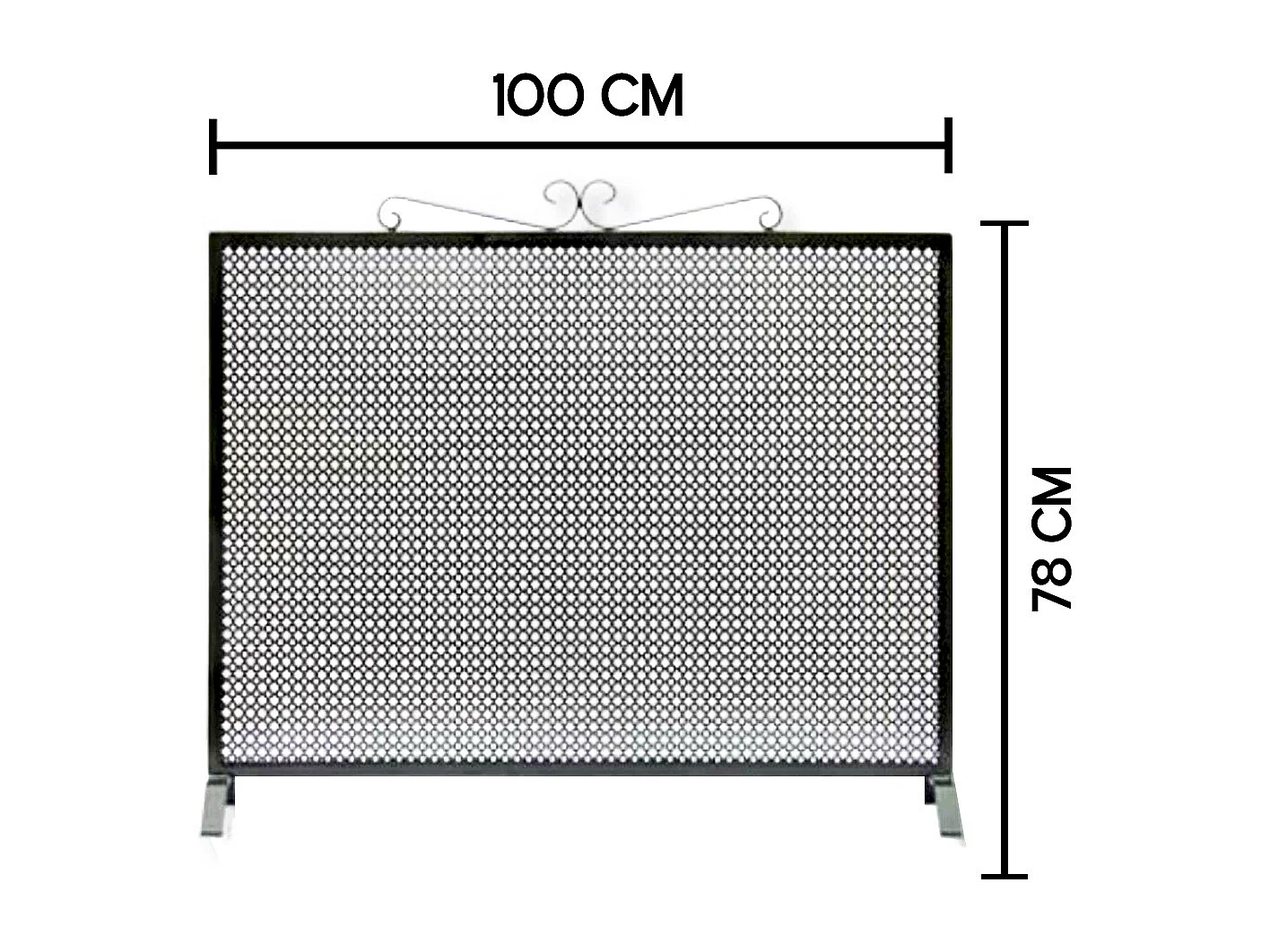 Grille de Protection, Pare-feu pour cheminée, en Fer forgé couleur Noir - Hauteur 78 x Longueur 100 cm